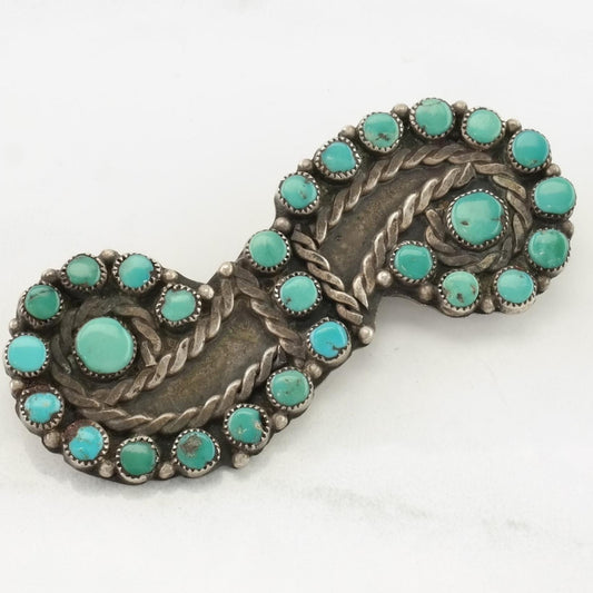 Zuni Native American Sterling Silver Brooch Cluster Blue Turquoise