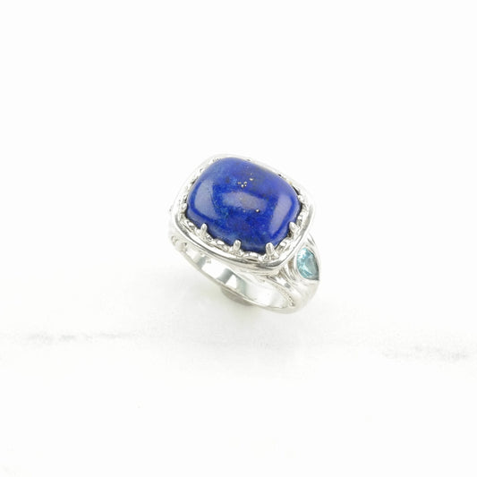 Sterling Silver Ring Lapis Lazuli Topaz Blue Size 5