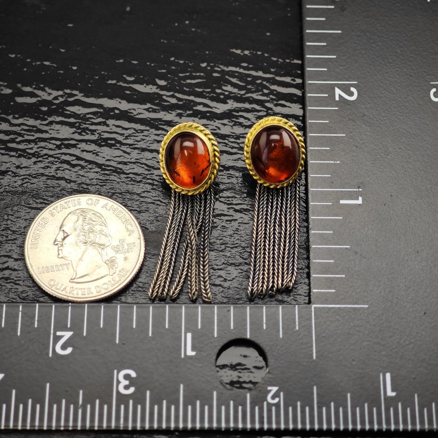 Amber Stud Sterling Silver Earrings ER3125
