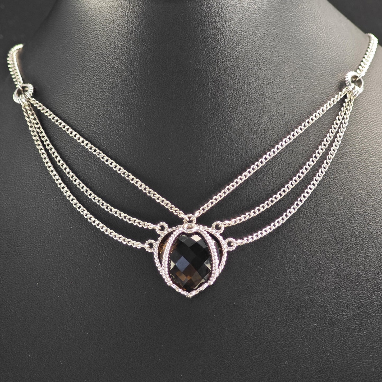 Anthony Nak Smoky Quartz, Heart Sterling Silver Necklace N2736
