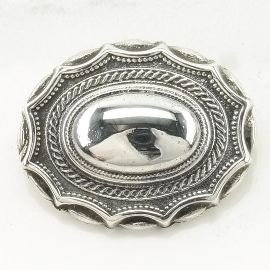 Vintage Victorian Style Sterling Silver Brooch Puffy Detailed