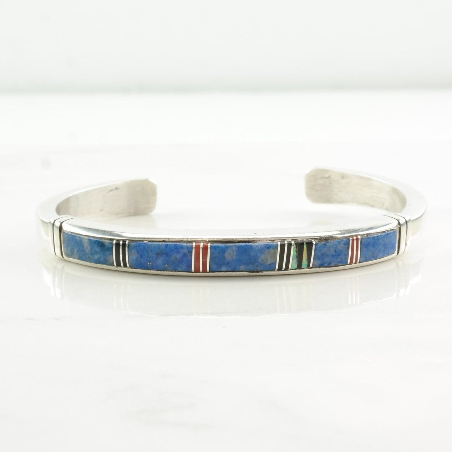 Native American Sterling Silver Cuff Bracelet Lapis lazuli, Multi Gem