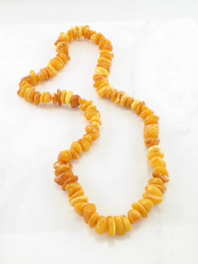 Orange Butterscotch Baltic Amber Bead Necklace 23"