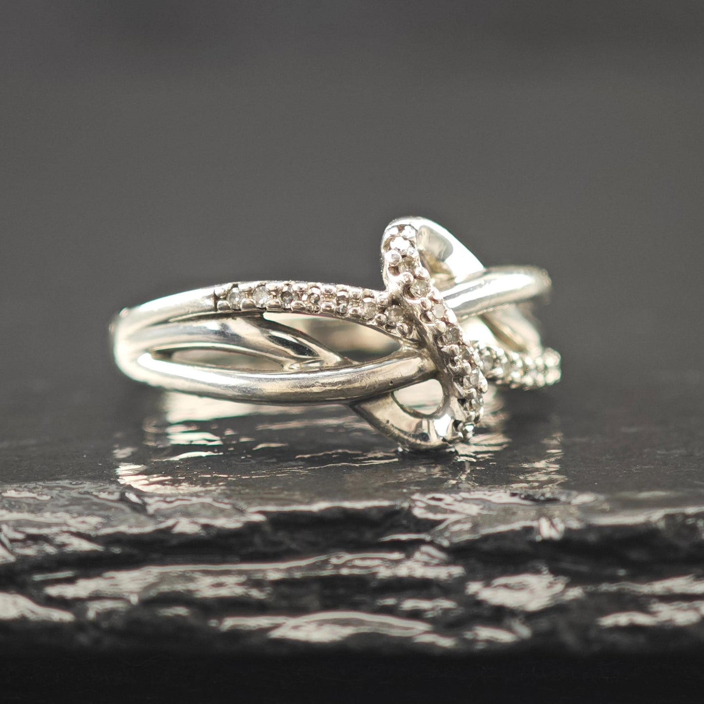 Infinity Diamond Ring Sterling Silver