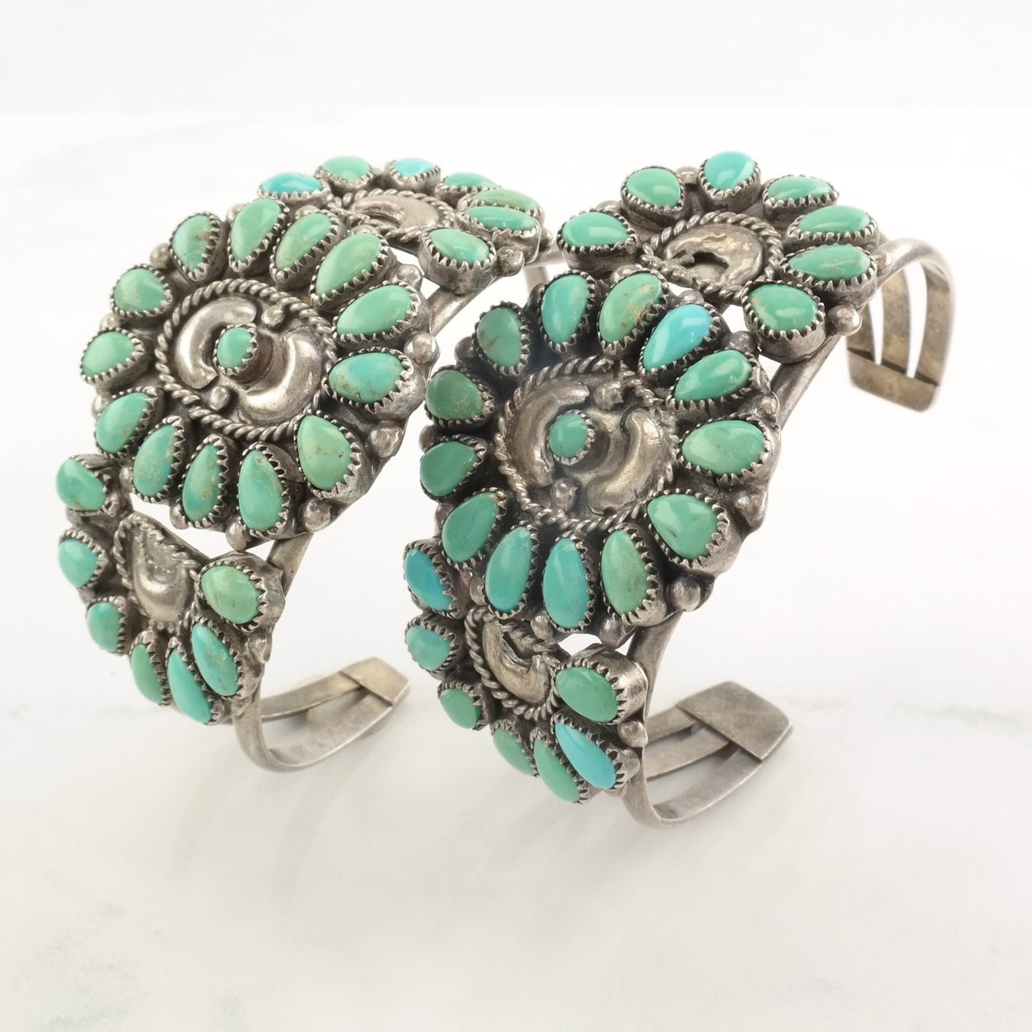 Victor Moses Begay Navajo Sterling Silver Cuff Bracelet Petit Point Turquoise