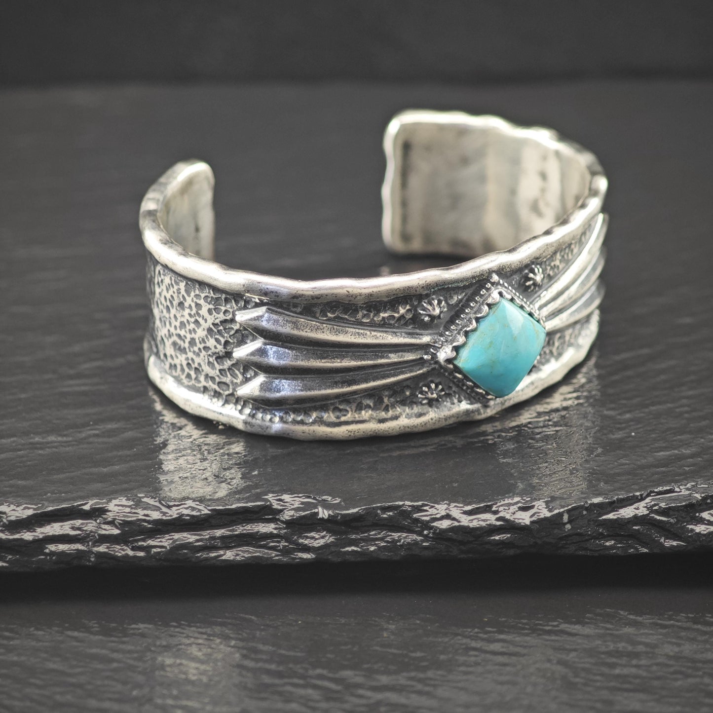 Carolyn Pollack Turquoise Sandcast Cuff Bracelet Sterling Silver