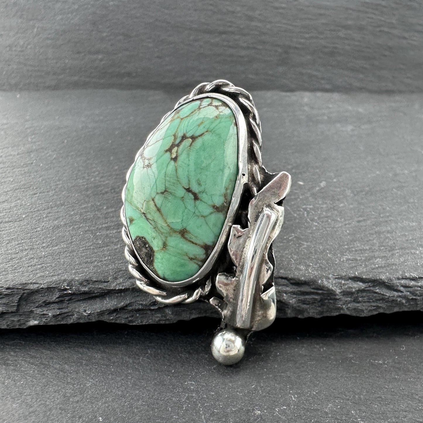 Southwest Green Turquoise Ring Sterling Silver