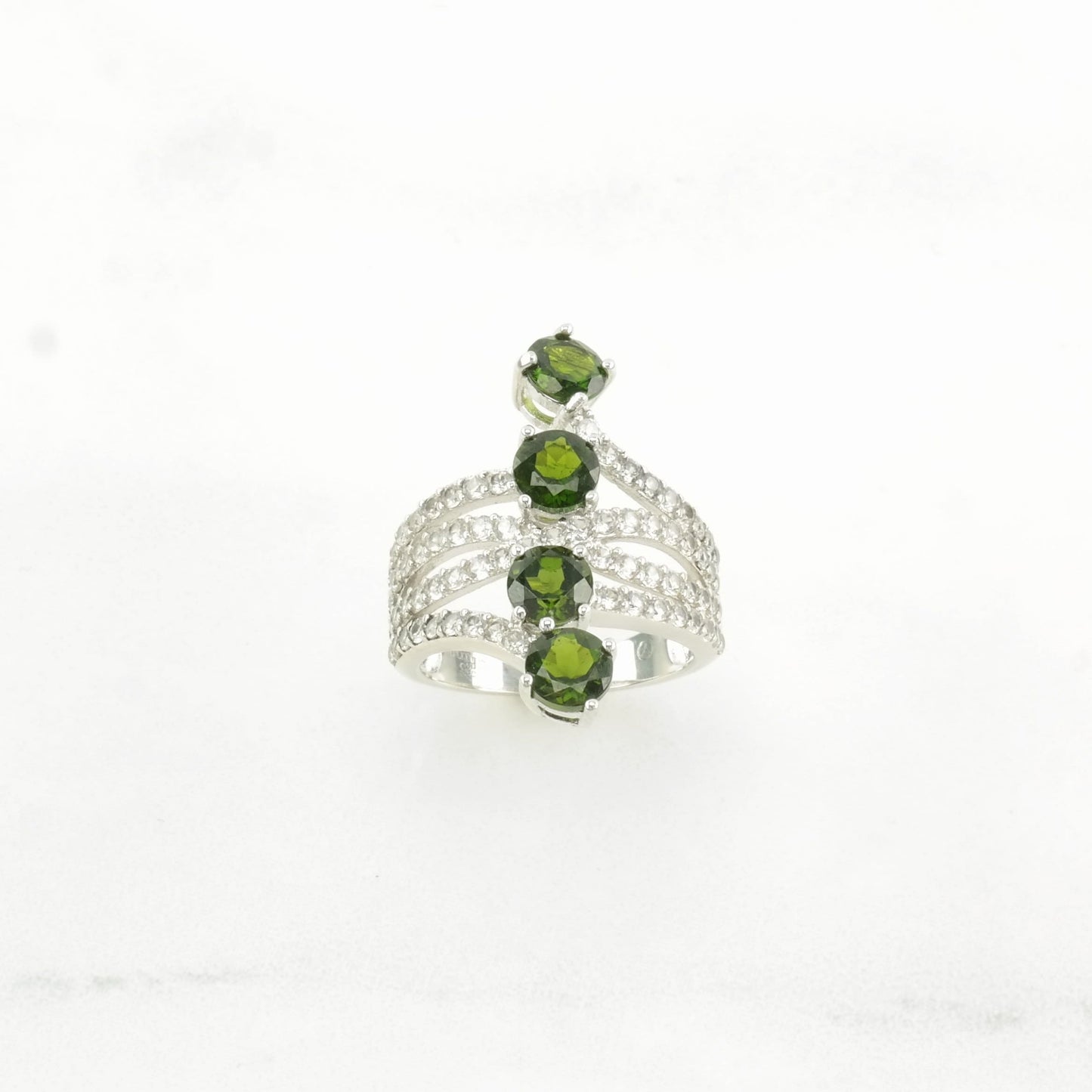 Sterling Silver Ring Chrome Diopside Spinel Dark Green Size 5