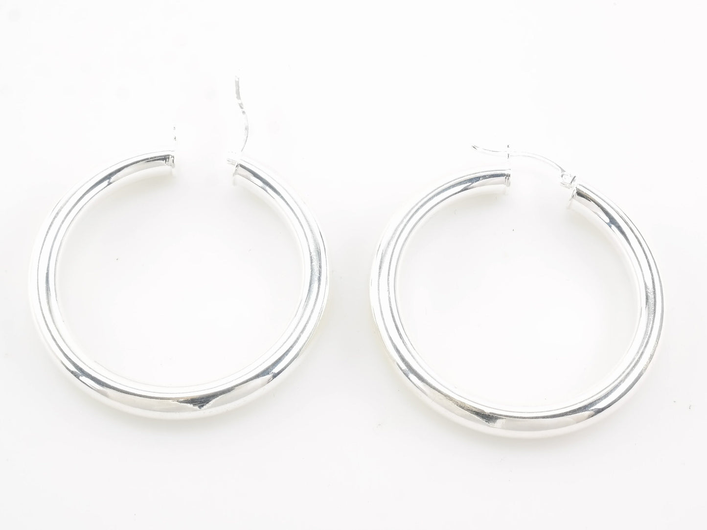 Sterling Silver 5mm Thick Earrings Hoop 1 3/4"