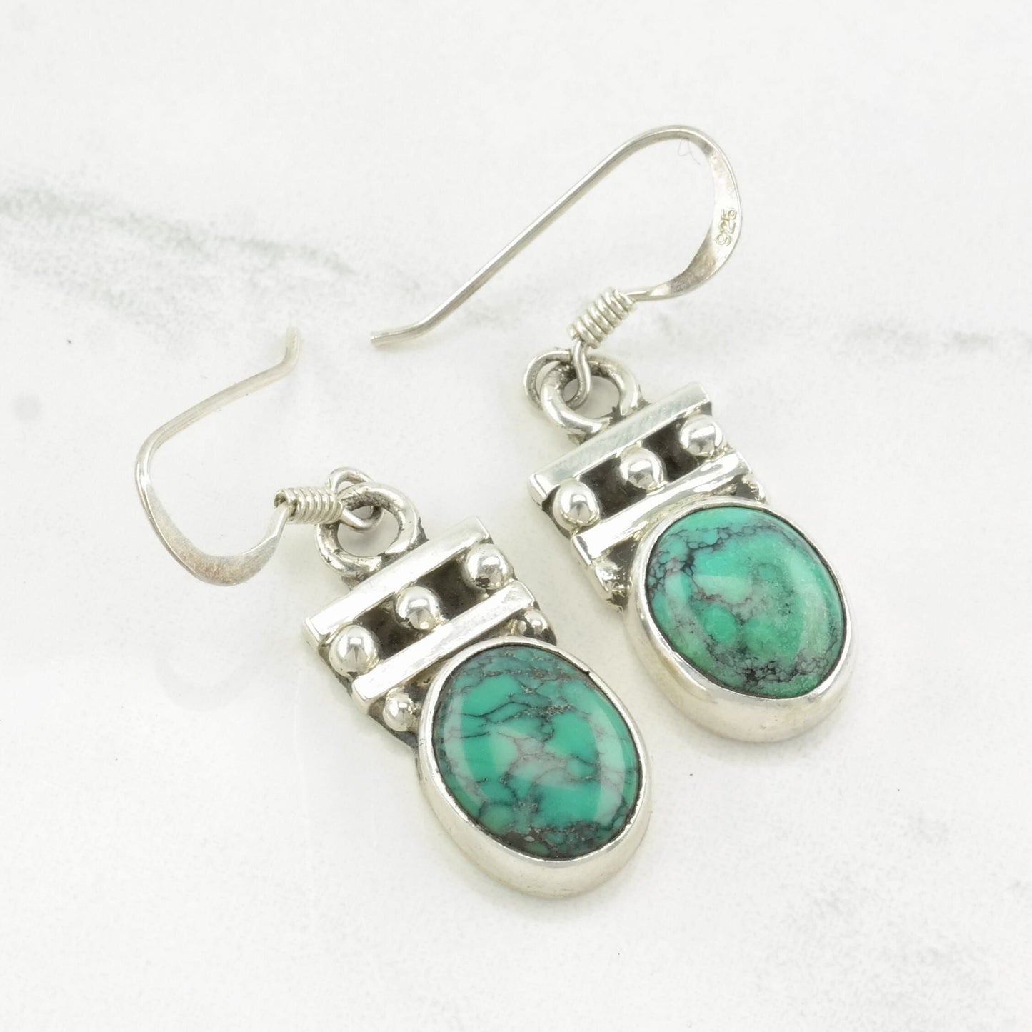 Native American Sterling Silver Turquoise Earrings Fish hook