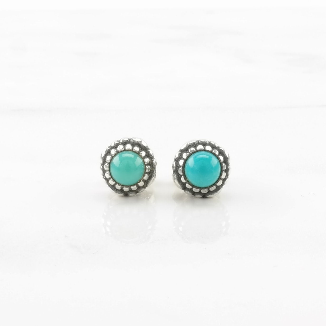 Vintage Sterling Silver Stud Earrings Pandora Blue Turquoise