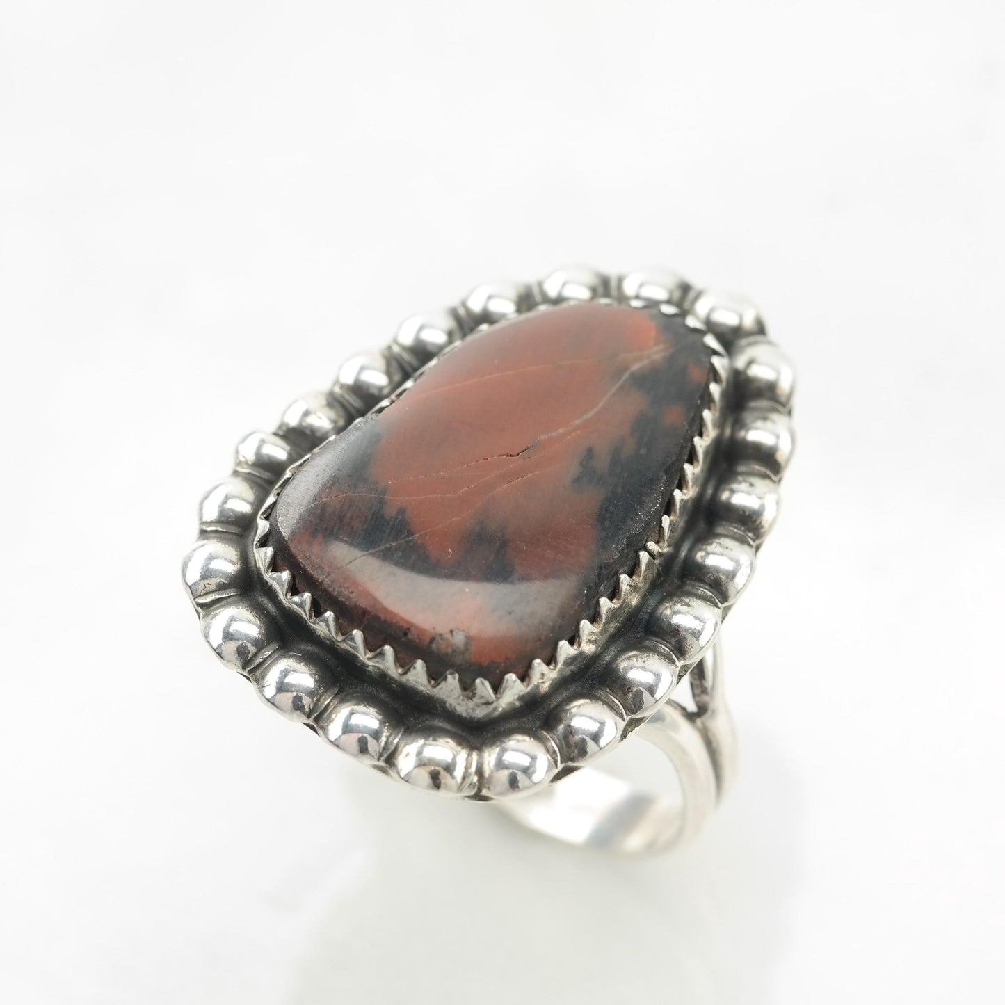 Vintage Southwest Petrified Wood Silver Ring Sterling