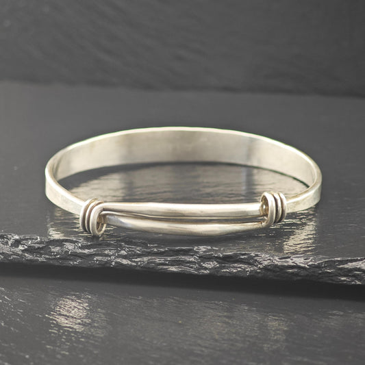 Ed Levin Modernist Bangle Bracelet Sterling Silver Adjustable