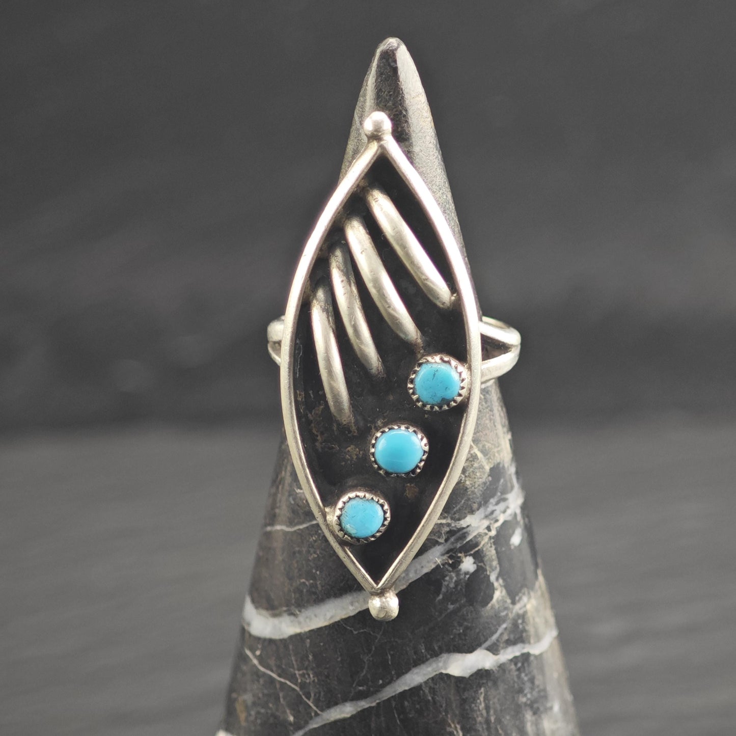 Zuni Petit Point Silver Arc Details Sterling Silver Ring Sz 4 1/2 R6654
