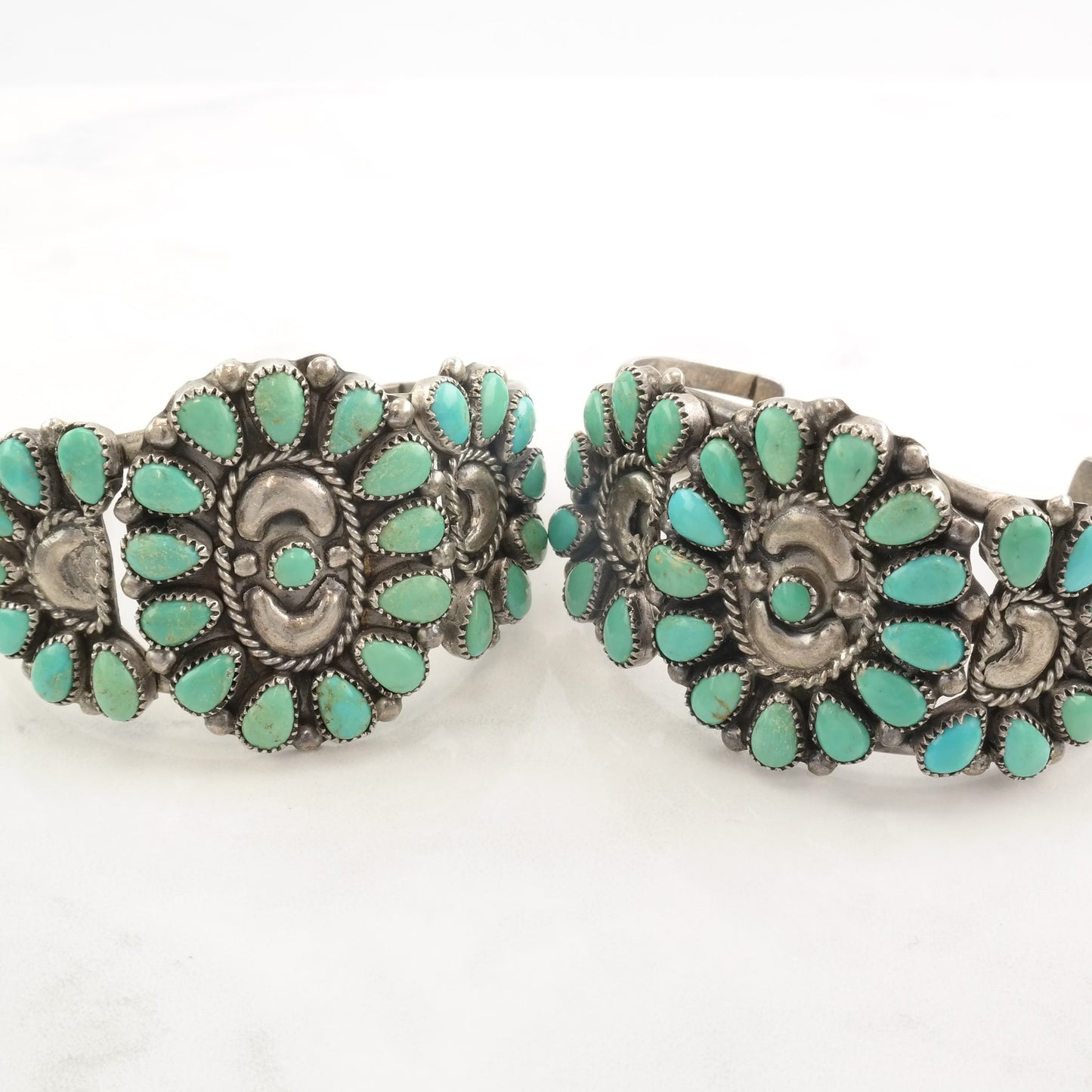 Victor Moses Begay Navajo Sterling Silver Cuff Bracelet Petit Point Turquoise