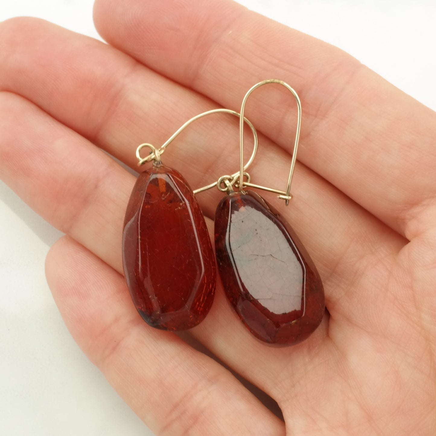 Boho Amber Earrings Fish hook/Dangle