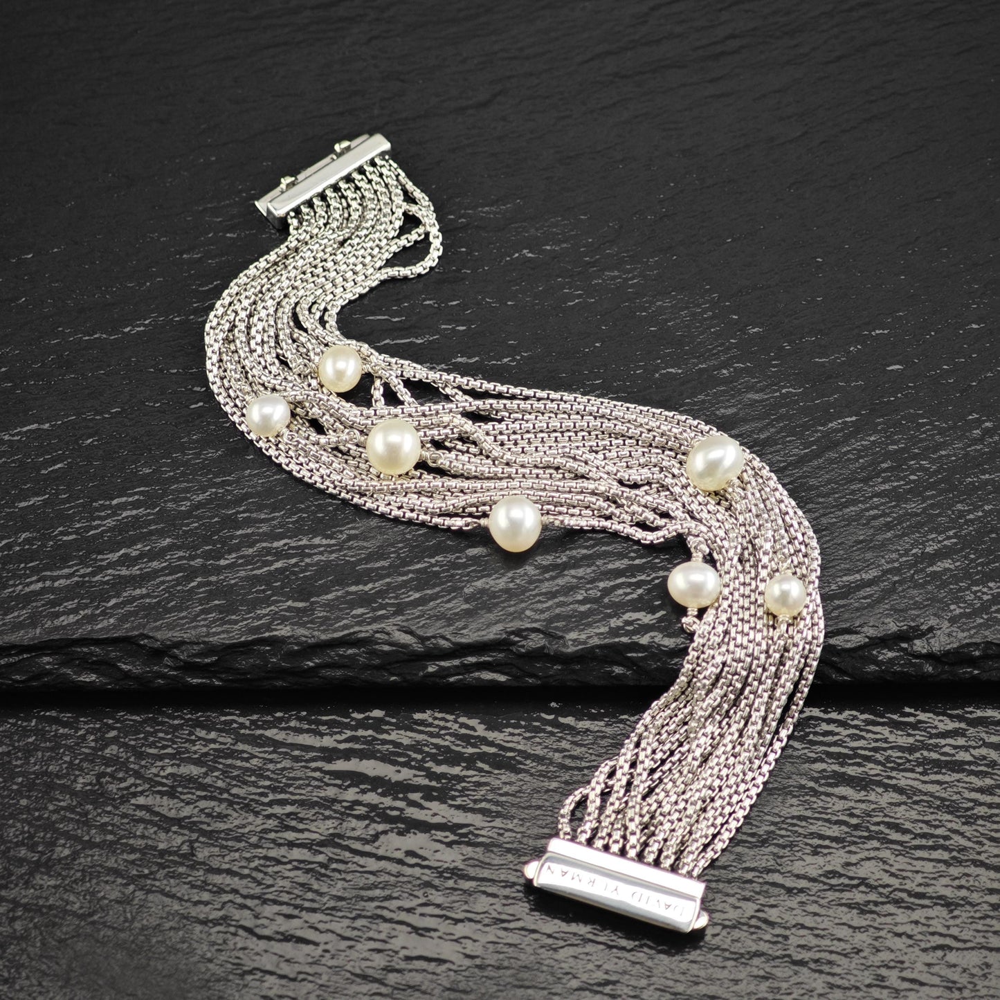 David Yurman Pearl Bracelet Multi Chain Sterling Silver