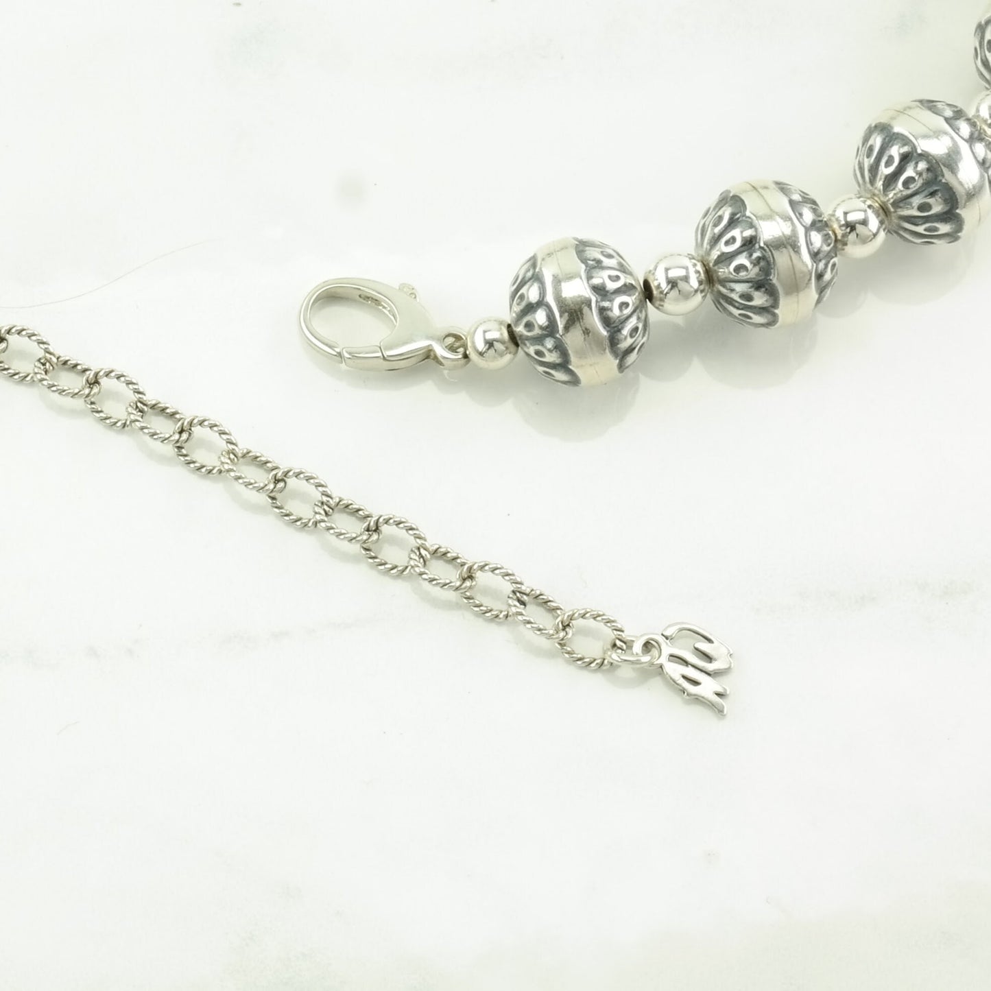 American West Sterling Silver Fluted Beads 14mm Necklace