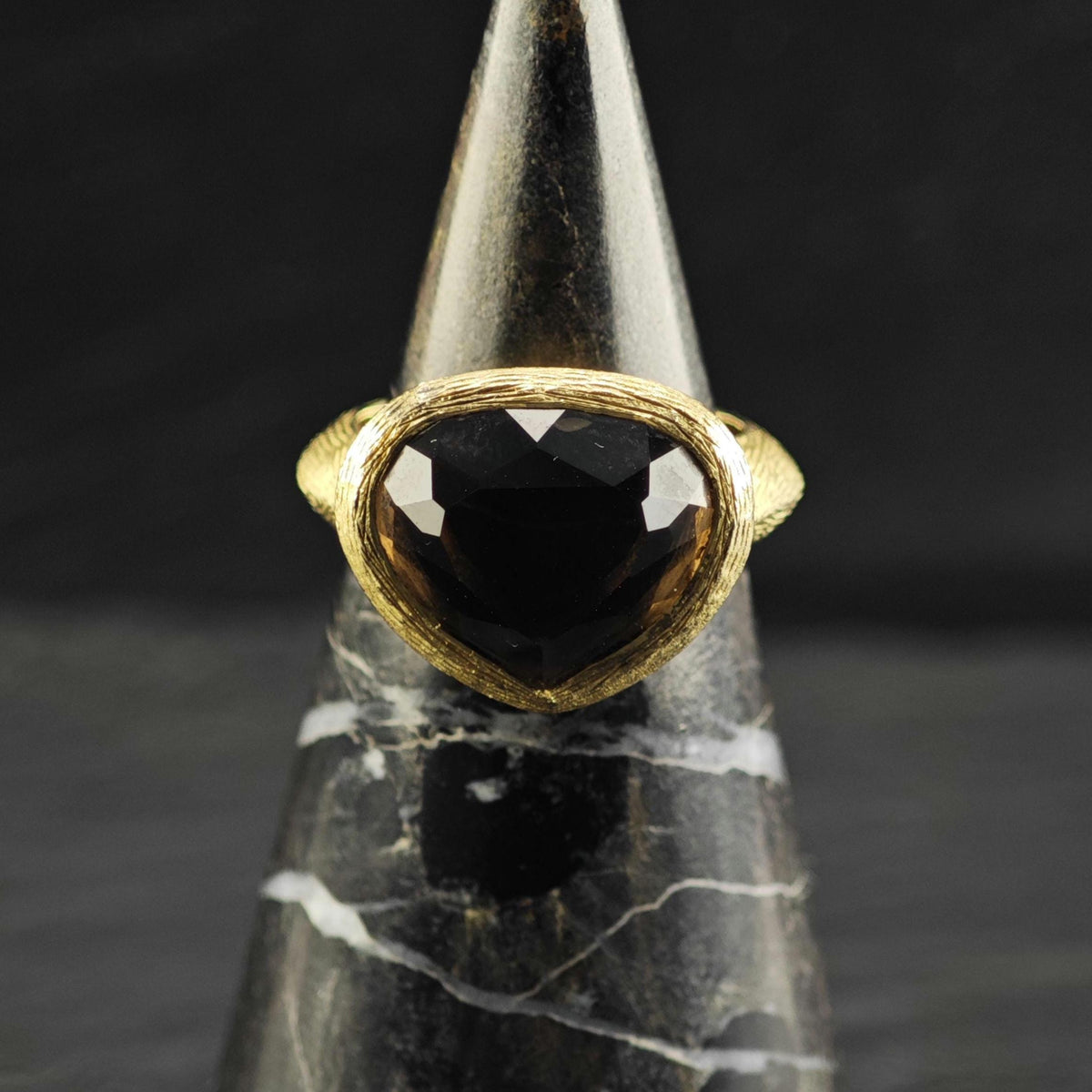 Smoky Quartz Gold-Plated Sterling Silver Ring Sz 5 3/4 R6831