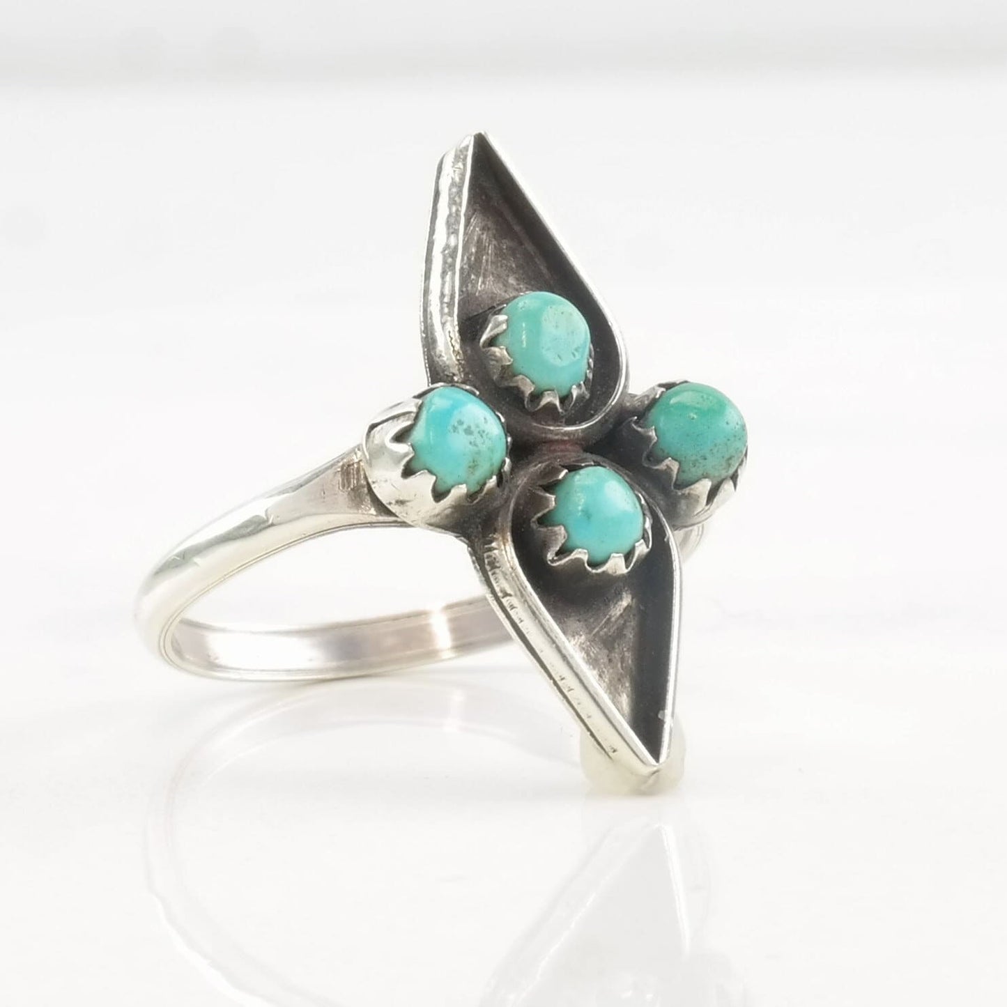 Native American Ring Turquoise Snake Eye Sterling Silver Size 6 3/4