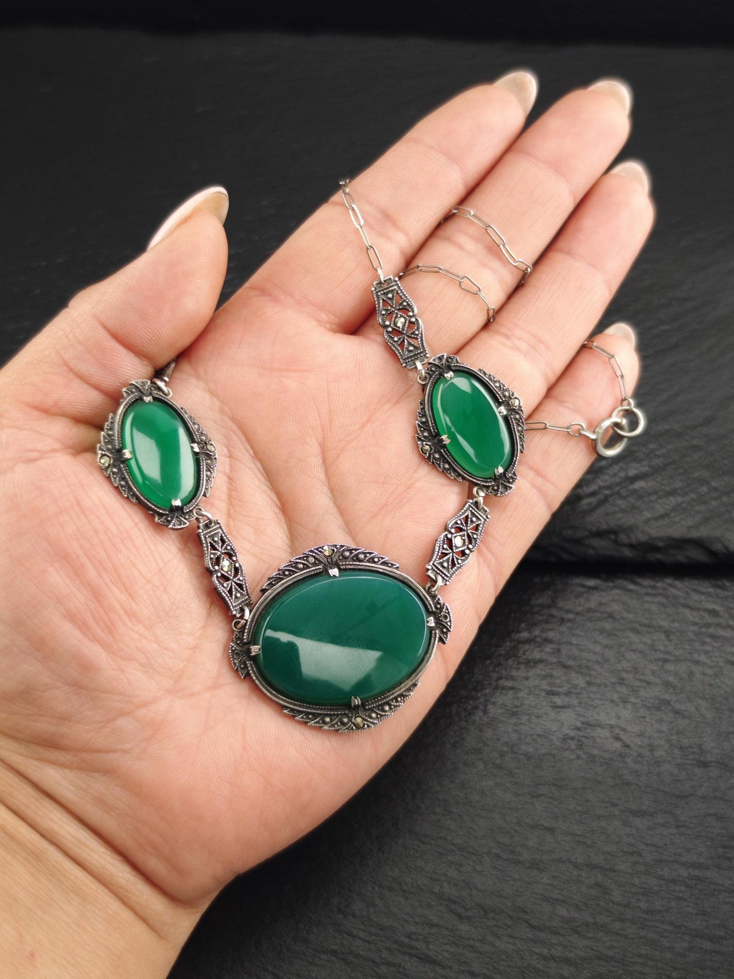 Green Necklace Sterling Silver N2518