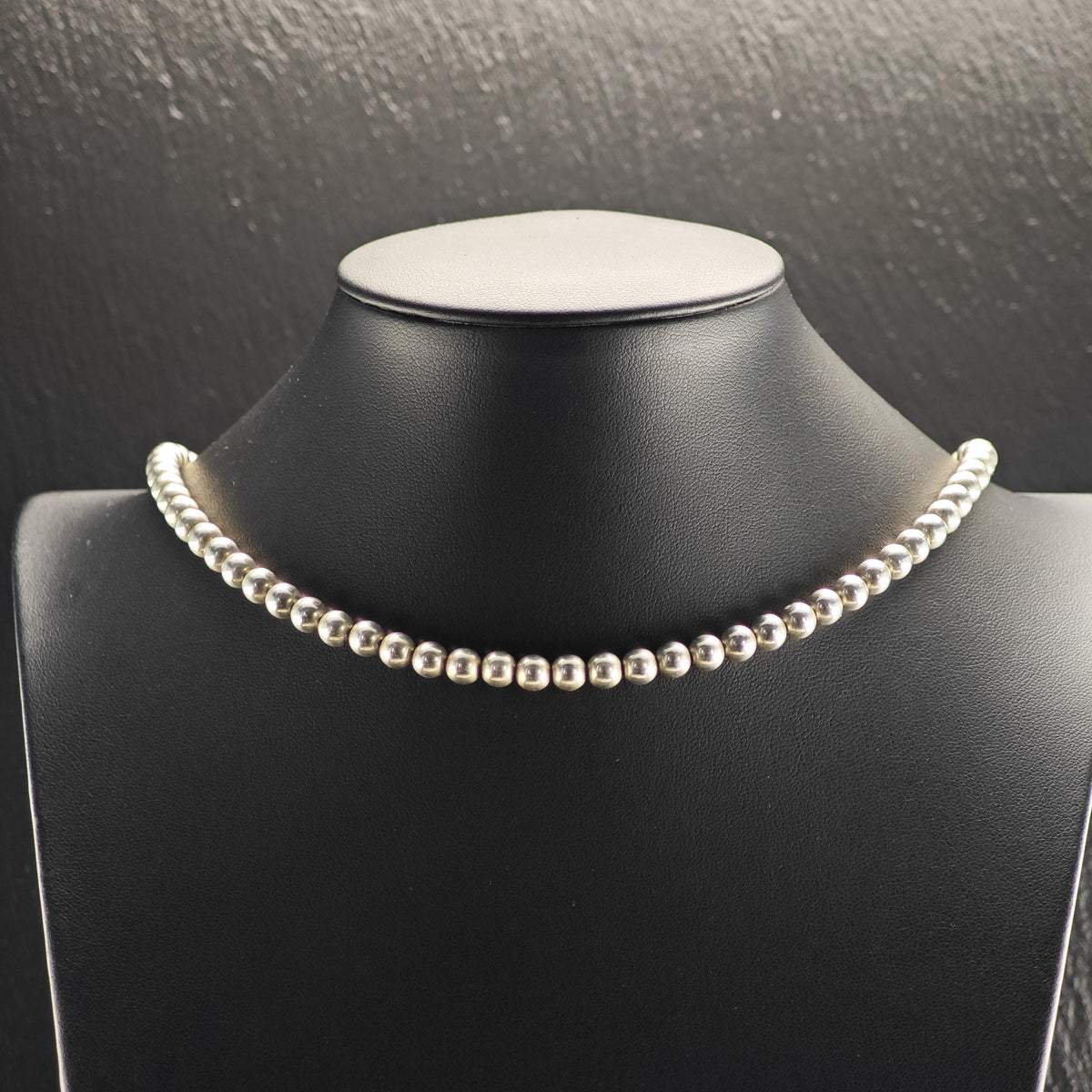 6mm Seamless Beads Sterling Silver Beaded Necklace N2771