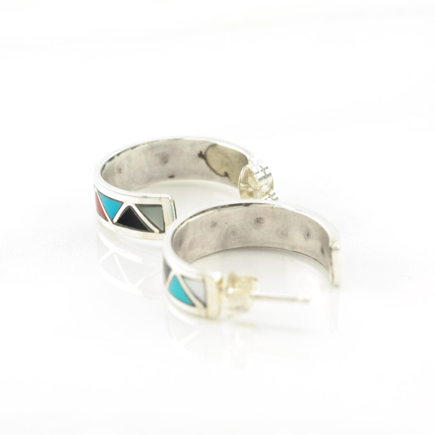 Southwest Vintage C Hoop Earrings Sterling Silver Stud