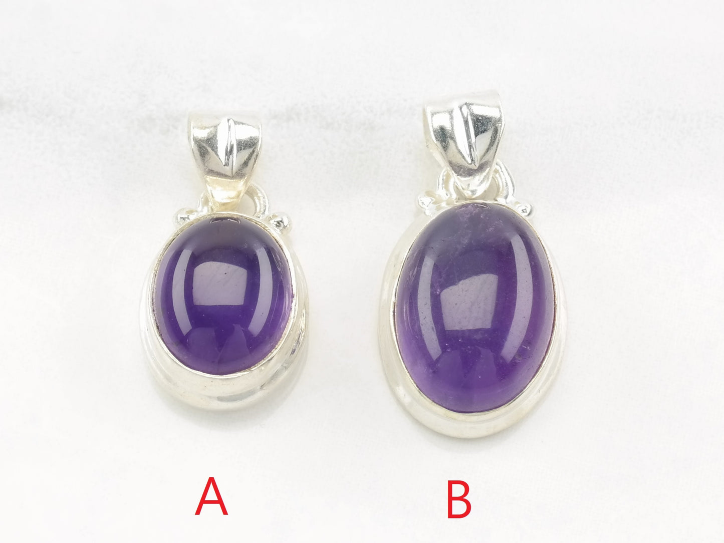 Choice of Vintage Modernist Amethyst Oval Sterling Silver Pendant