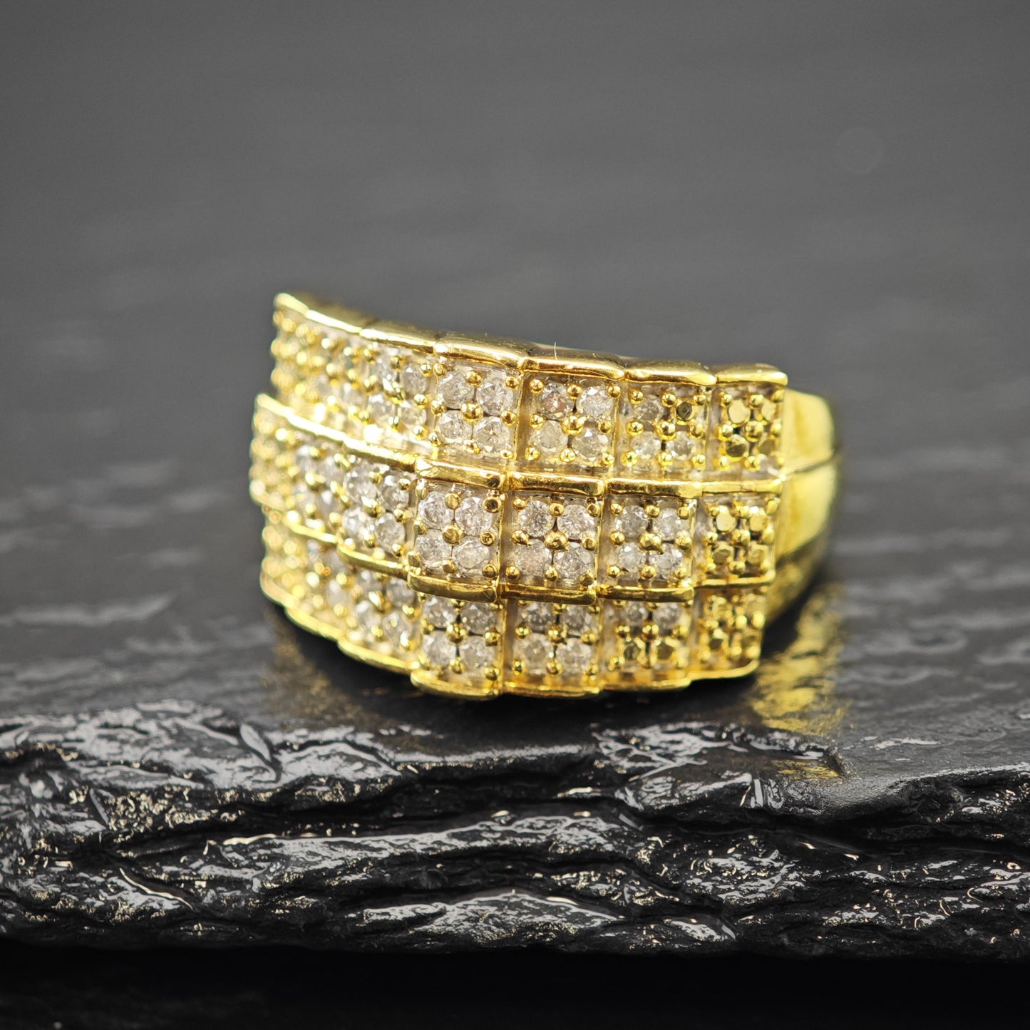 Diamond Gold Plated Ring Sterling Silver Sz 7