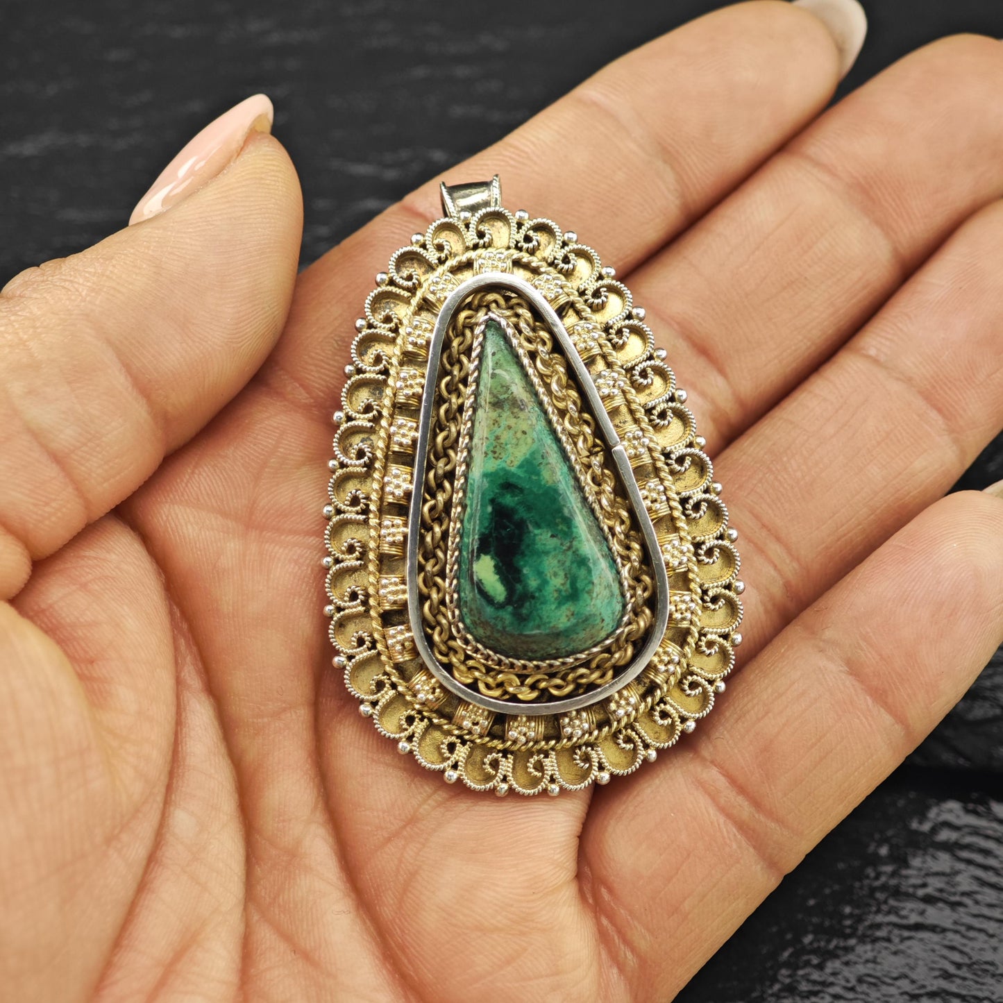 Light Gold Washed Eilat Brooch/Pendant Sterling Silver