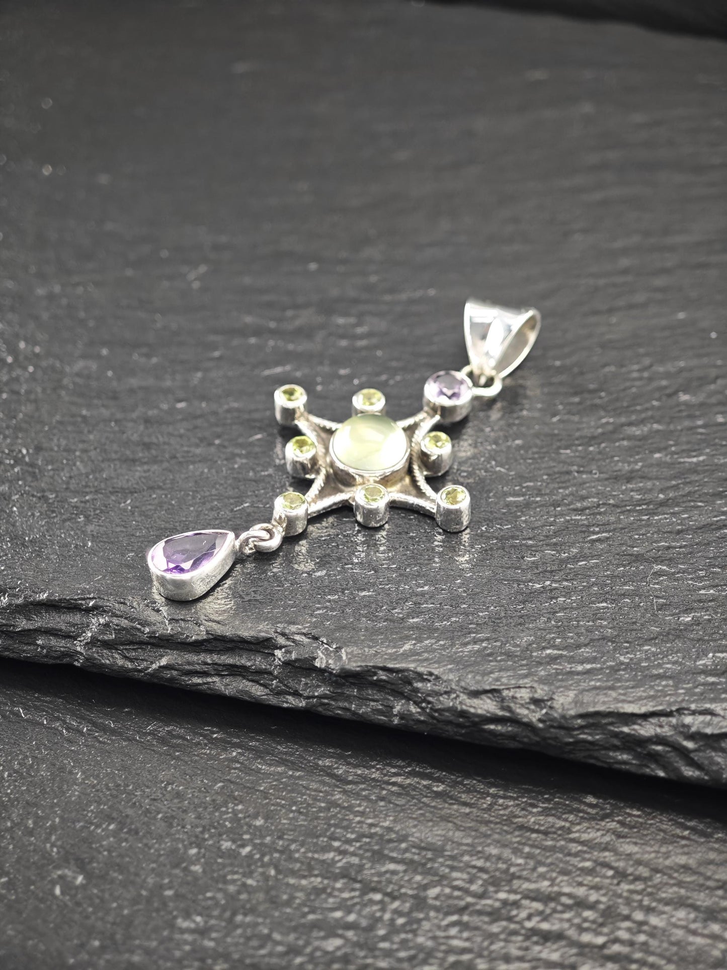 SLG Amethyst, Peridot Cross Pendant Sterling Silver P2723