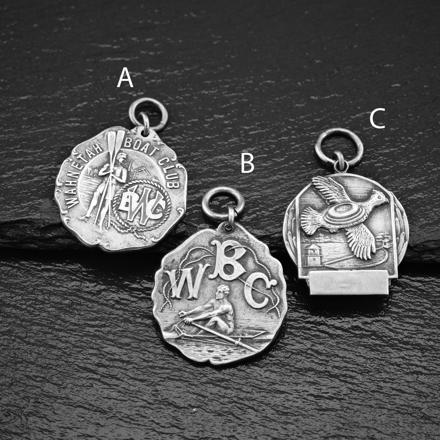 Choice of Antique Fob Pendants Sterling Silver