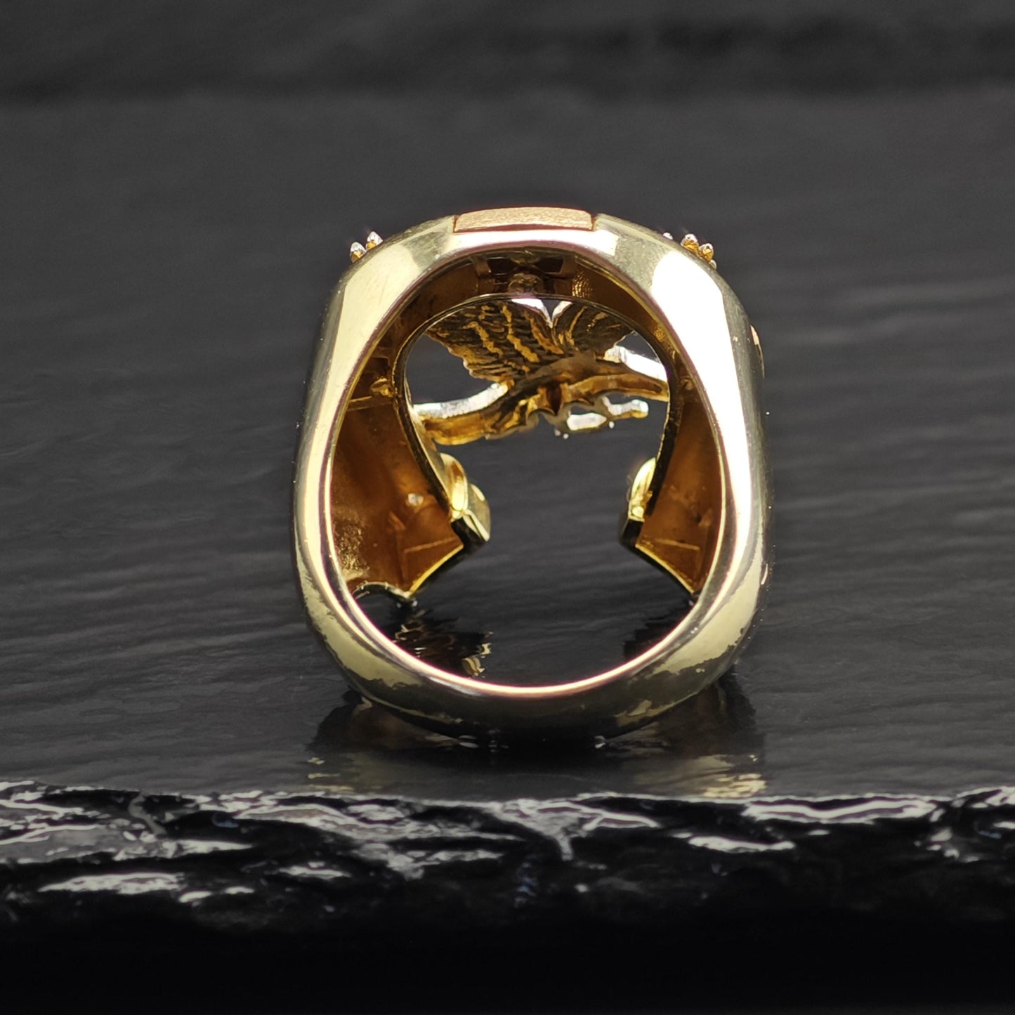 Large Eagle Gold Plated Sterling Silver Ring Sz 11 R6722