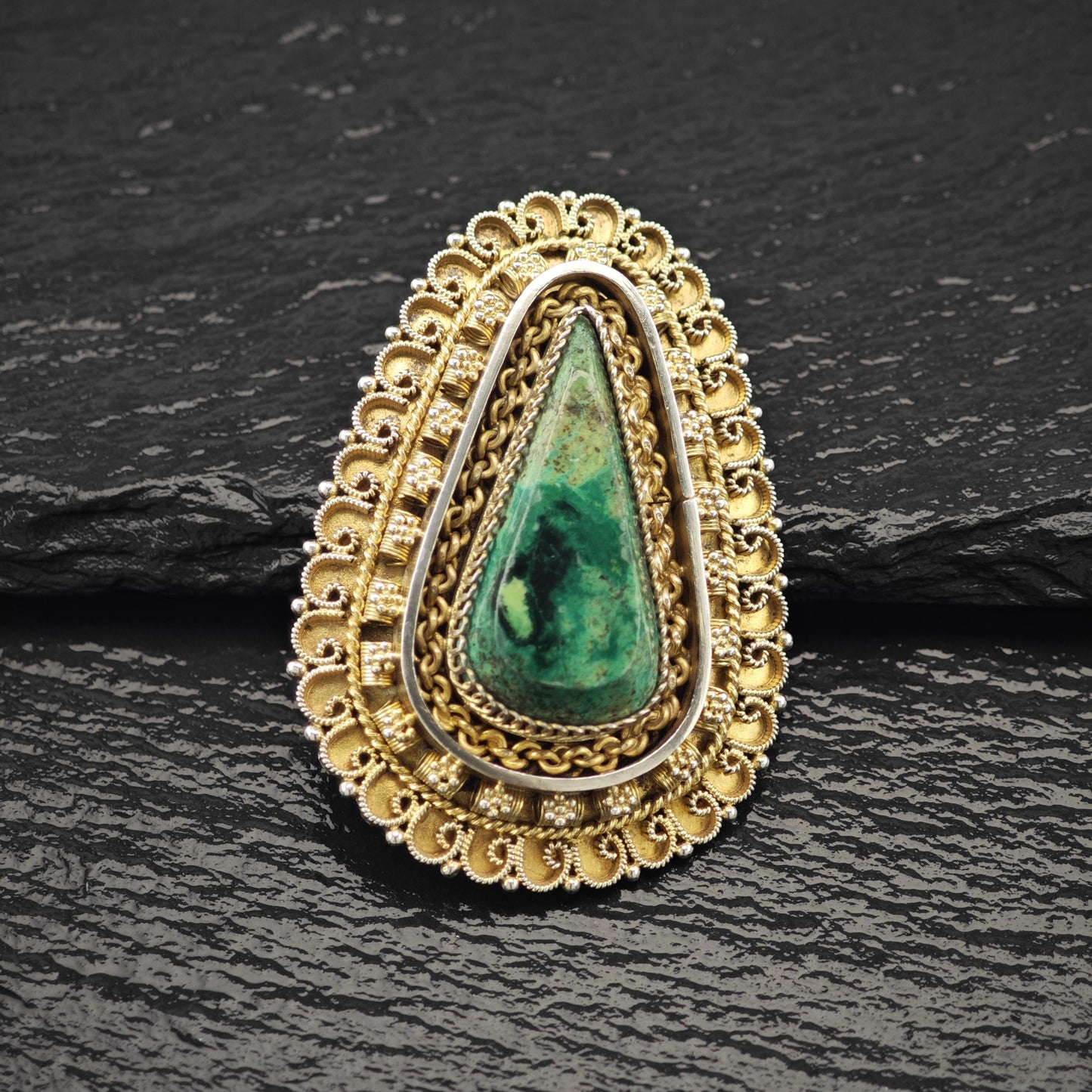 Light Gold Washed Eilat Brooch/Pendant Sterling Silver