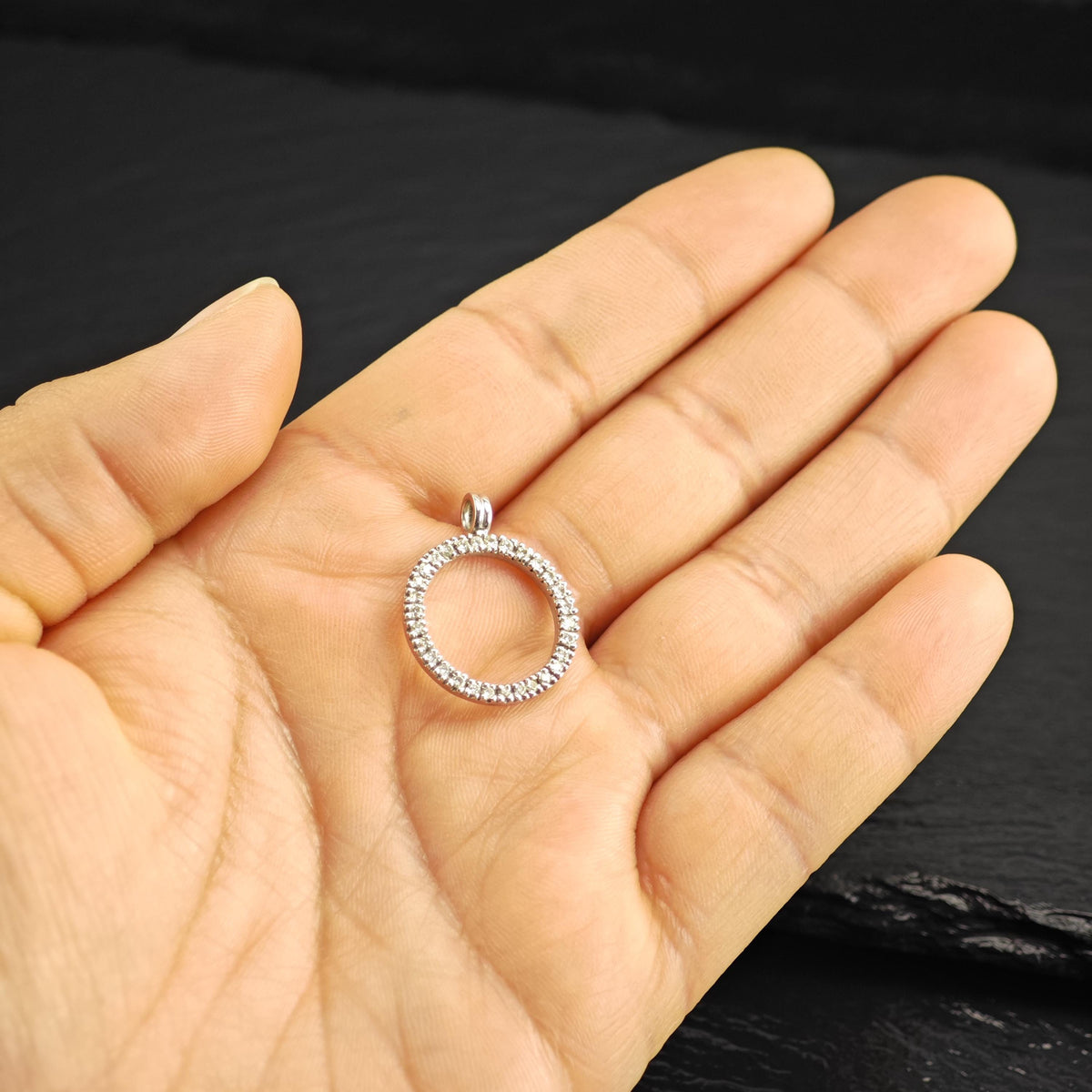 30 Diamond Circle Pendant 14K White Gold P3111