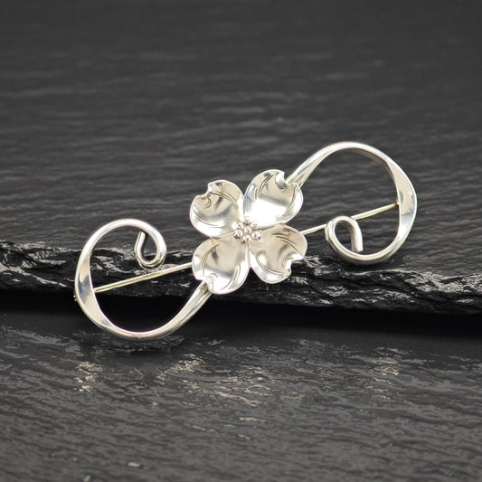 Vintage NYE Sterling Silver Floral Brooch
