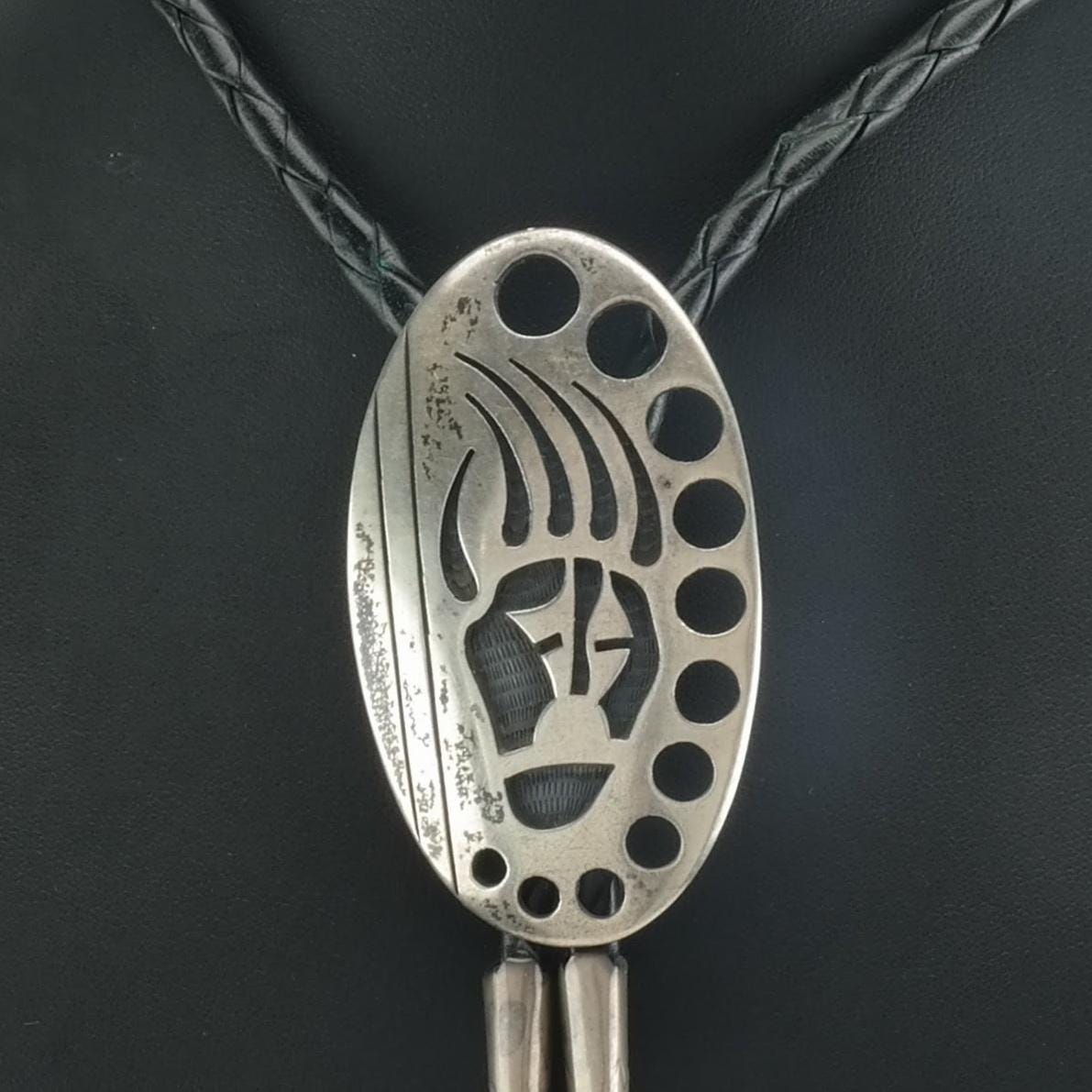 Hopi Lauren Koinva Sterling Silver Bear Paw Overlay Necklace