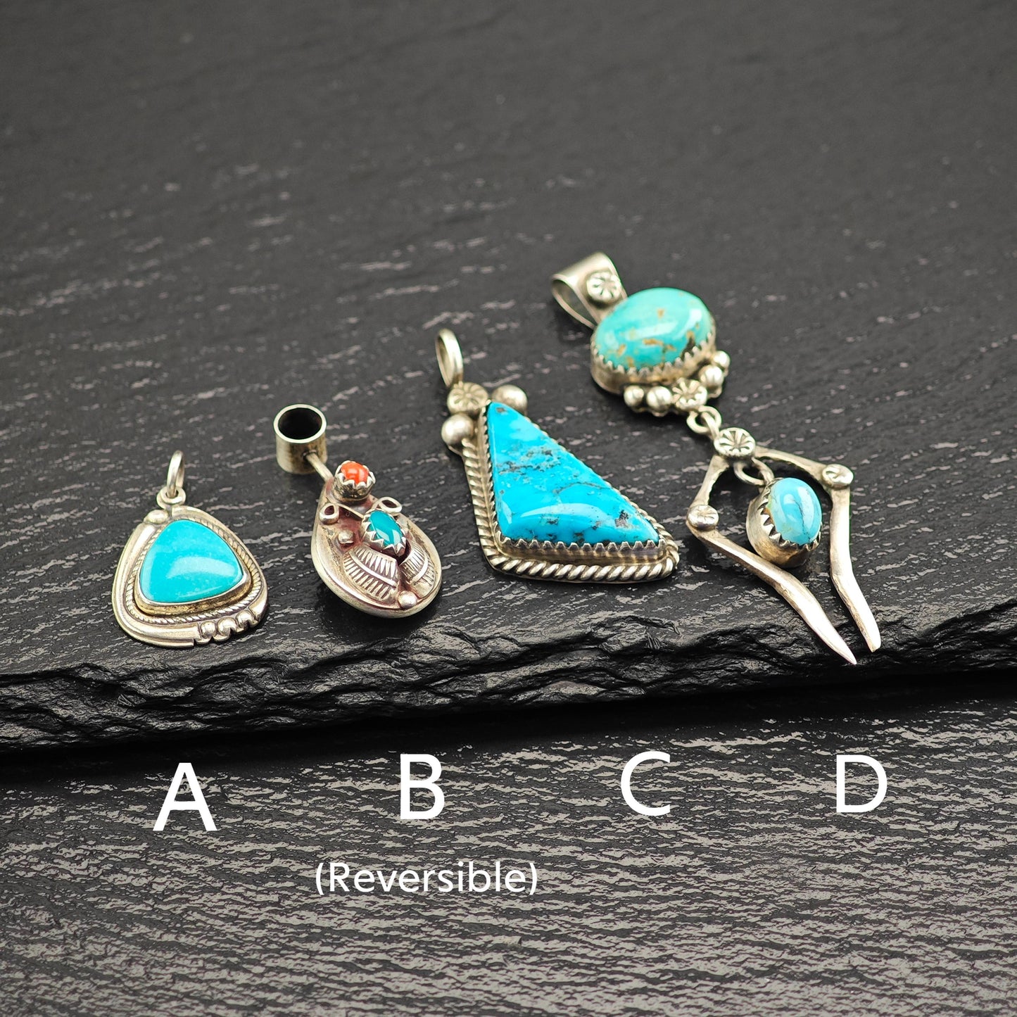Choice Of Native American & SW Turquoise Pendants Sterling Silver