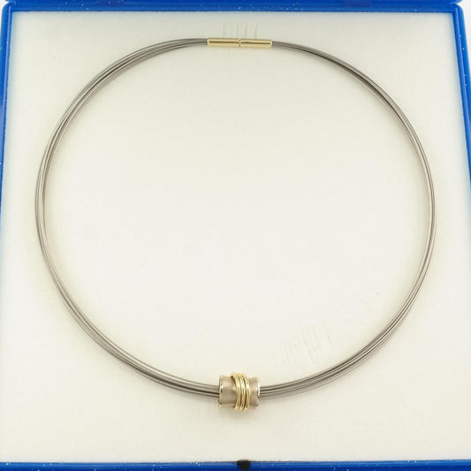 Gabriel Offiesh Steel Wire Gold Accent 18K & 14K Necklace