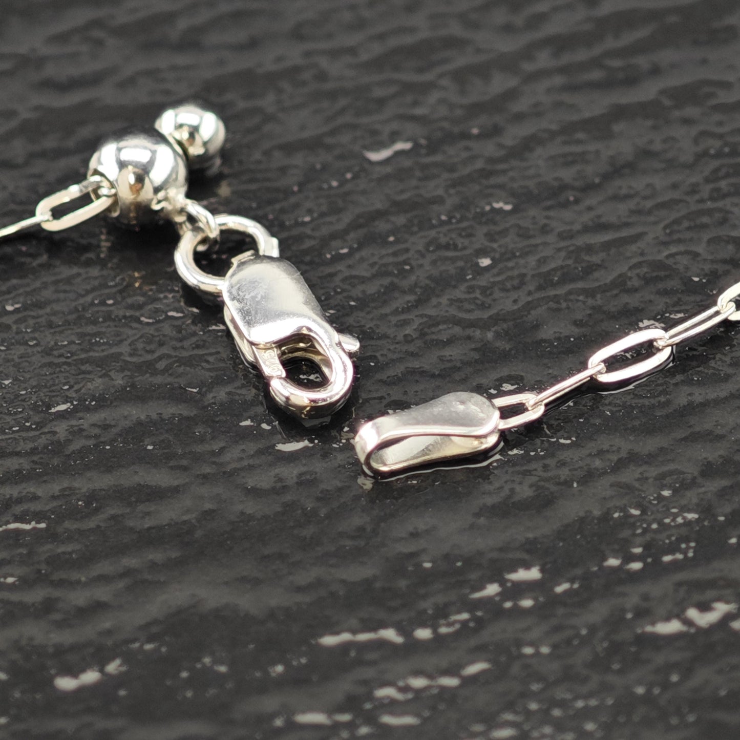 Adjustable Slider Paper Clip Chain Sterling Silver Necklace 24" N2628