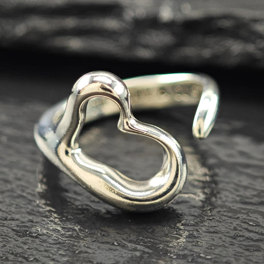 Tiffany, Elsa Peretti Heart Ring Sterling Silver Sz 5 3/4