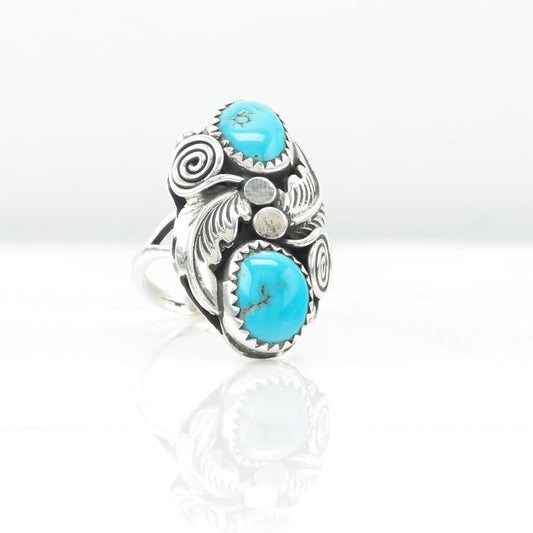 Vintage Native American Turquoise Silver Ring Sterling