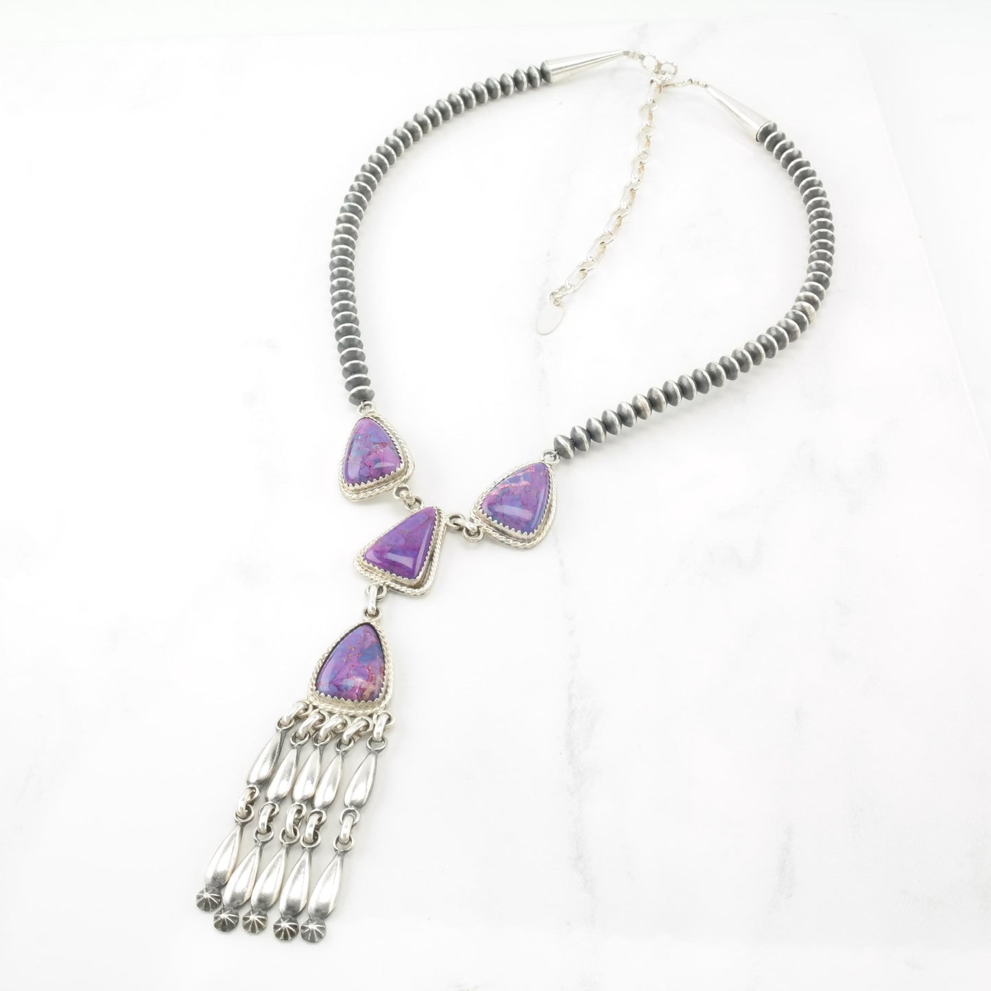 Running Bear Sterling Silver Beaded Necklace N2408