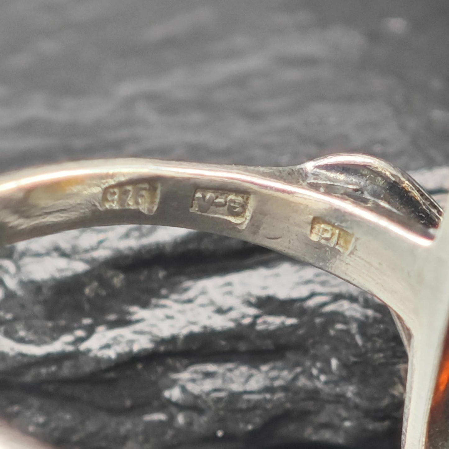 Natural Amber Oval Ring Sterling Silver