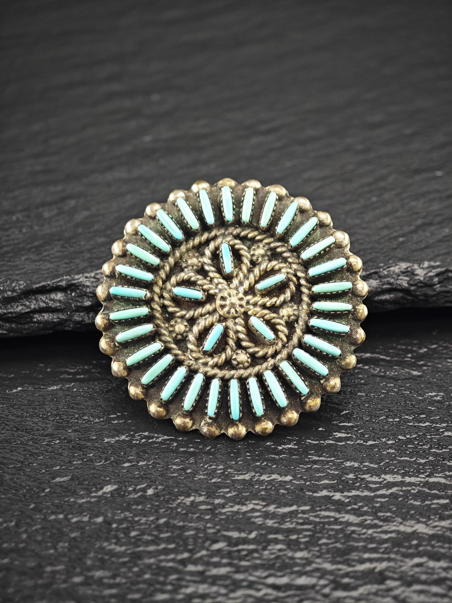 Native American, Zuni Cluster Brooch/Pendant Sterling Silver