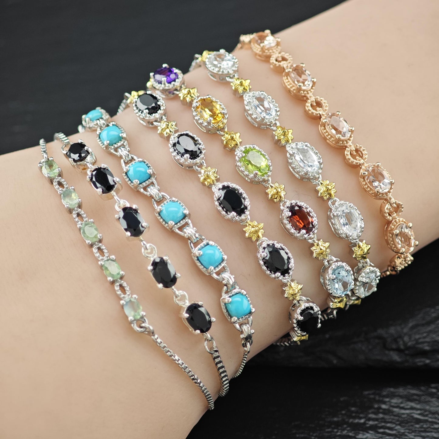 Choice of Bolo Gemstone Bracelets Sterling Silver
