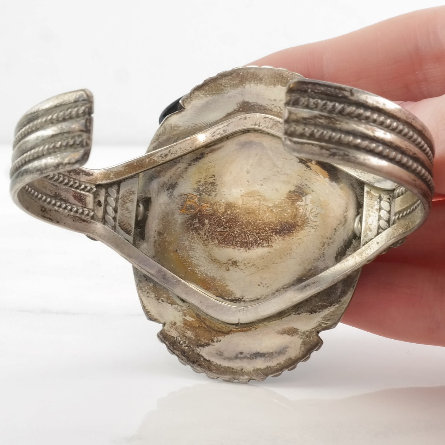 Coral Inlay Cuff Bracelet Native Zuni Sterling Silver Bev Etsate BR2464