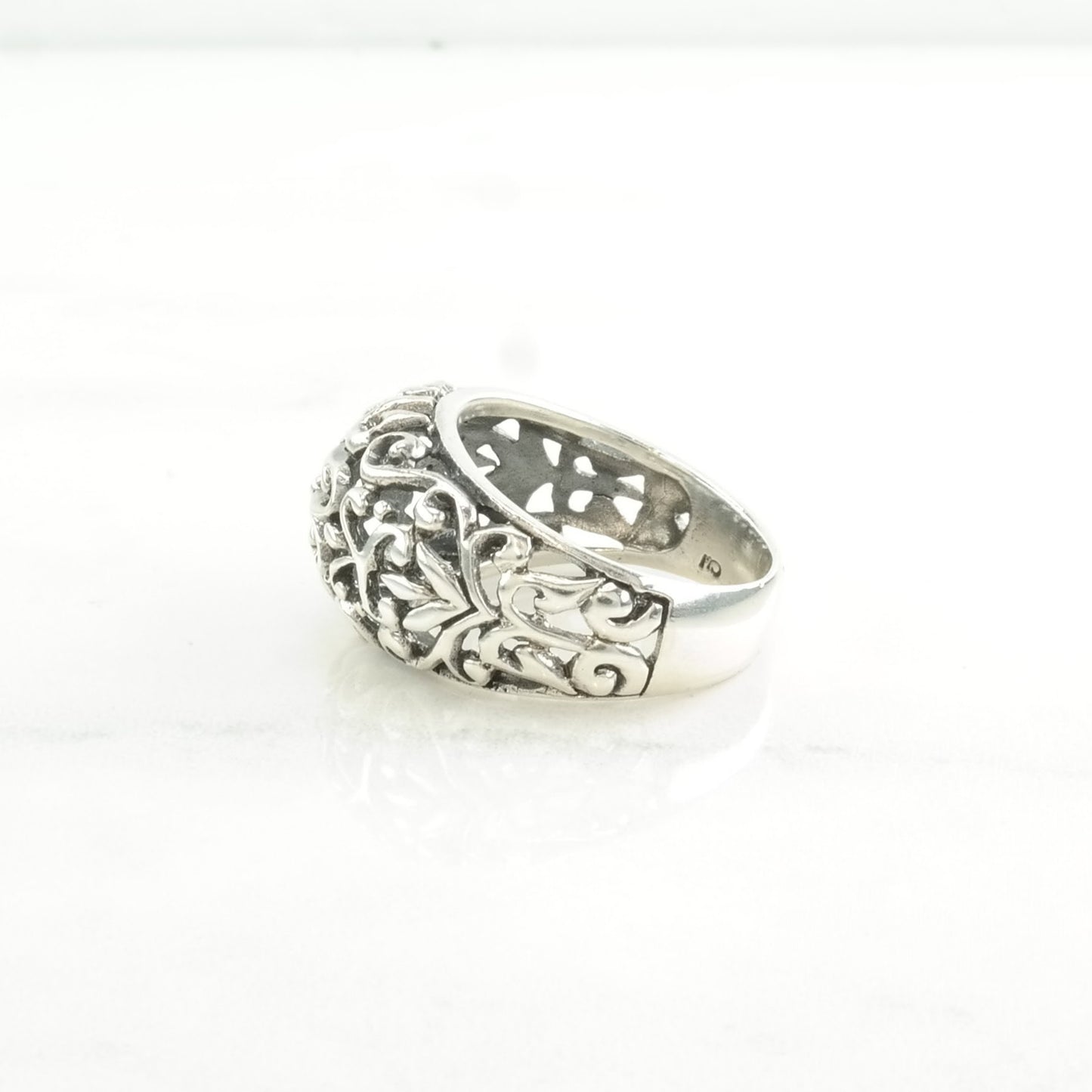 Sterling Silver Ring Filigree Floral Size 8 1/2