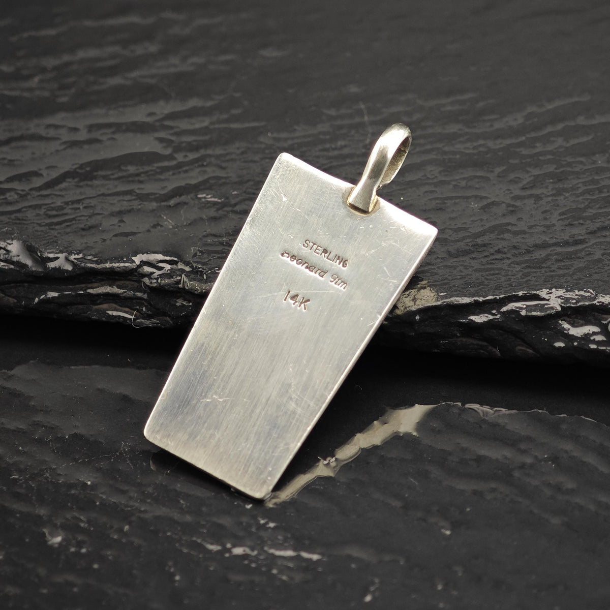 Navajo 14K Kokopelli Sterling Silver Pendant P3142