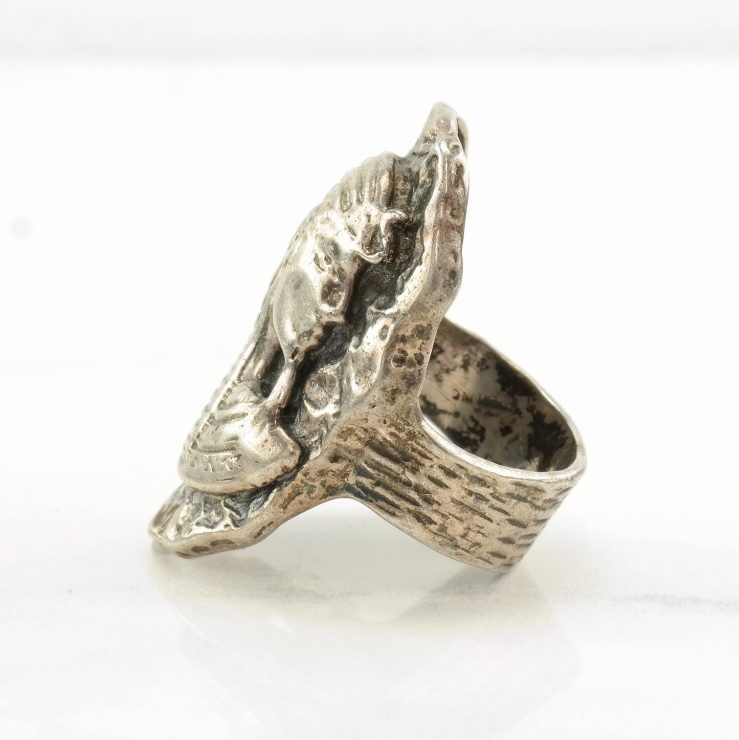 Sterling Silver Ring Archeological Revival Pharaoh Size 9 1/4